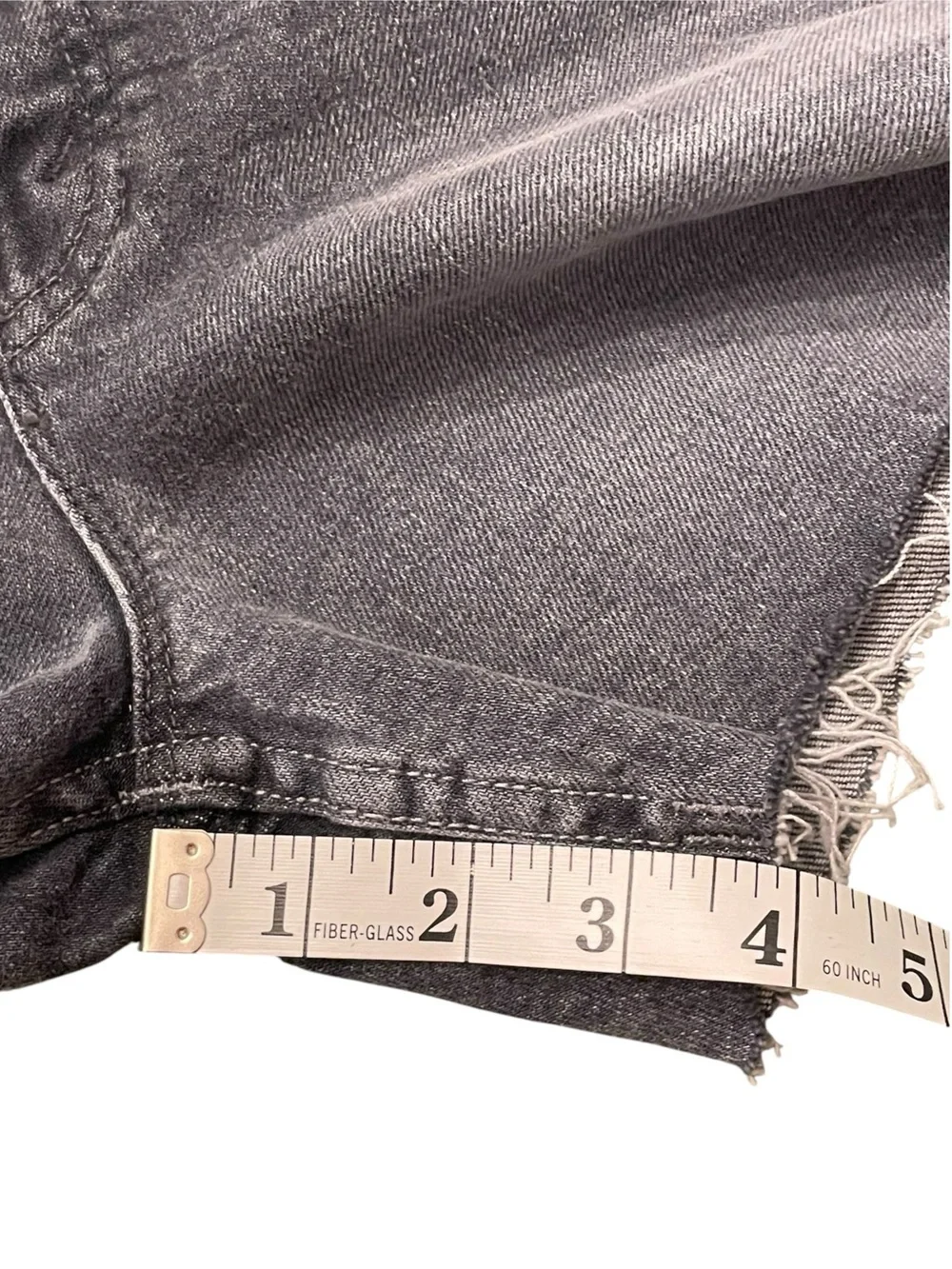 MOTHER Last Ride GrayCharcoal The Skipper Short N' Long Fray Jean Shorts Size 29